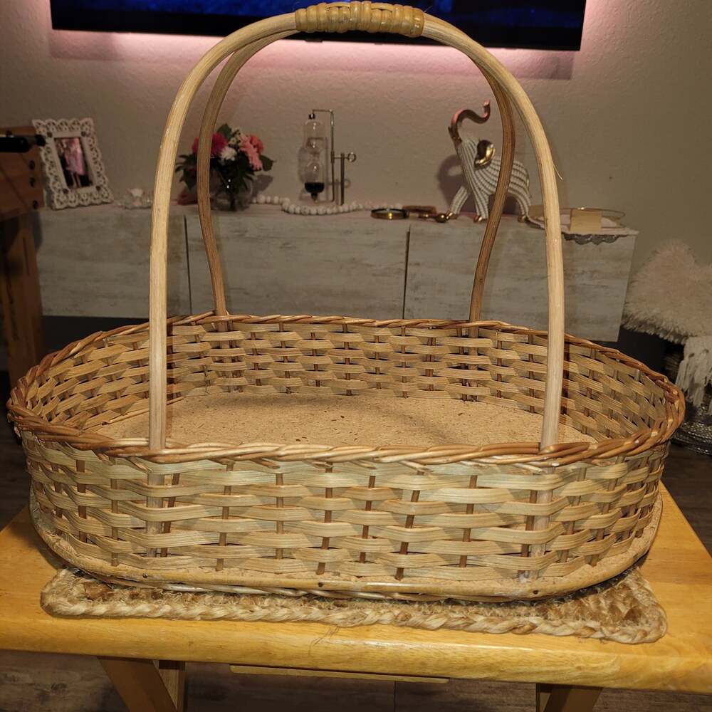 Vintage Handcrafted Oak Splint Gathering Basket